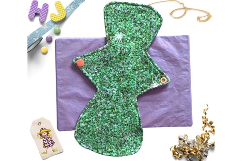 Buy  10 inch Cloth Pad Green Glitter now using this page